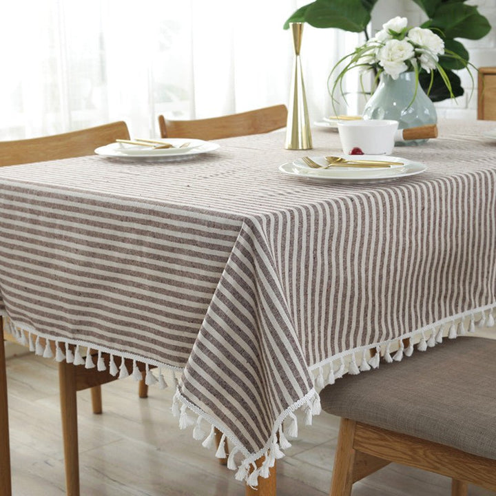 Striped Tassel Table Cloth Collection -Table Cloth- Delicors