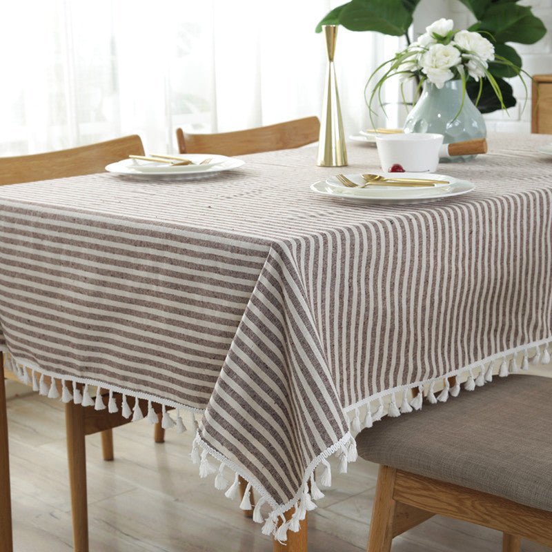 Striped Tassel Table Cloth Collection -Table Cloth- Delicors