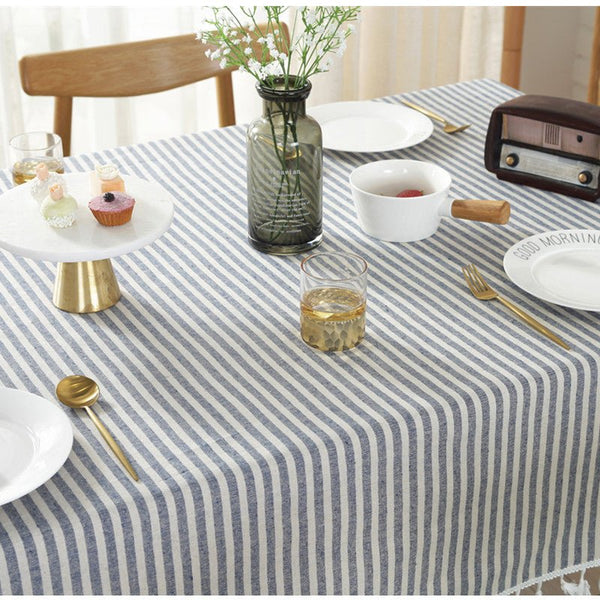 Striped Tassel Table Cloth Collection -Table Cloth- Delicors