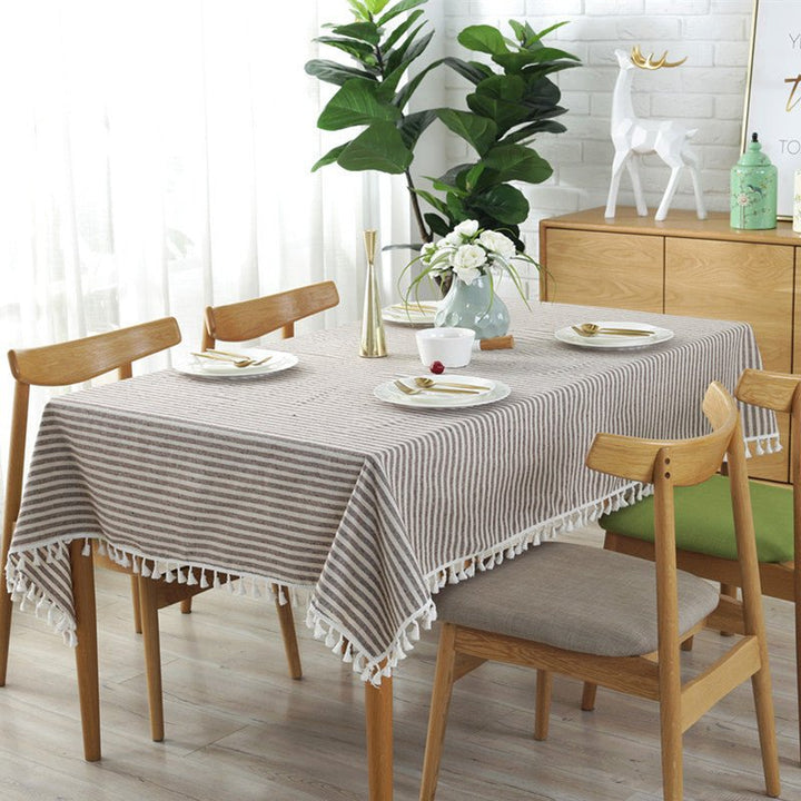 Striped Tassel Table Cloth Collection -Table Cloth- Delicors