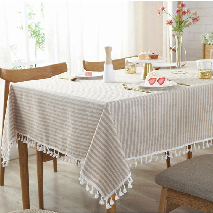 Striped Tassel Table Cloth Collection -Table Cloth- Delicors