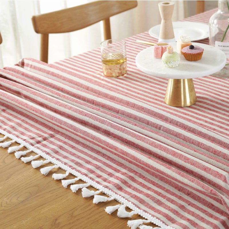Striped Tassel Table Cloth Collection -Table Cloth- Delicors