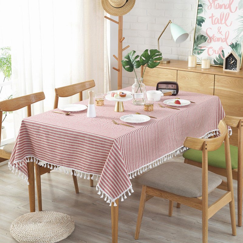 Striped Tassel Table Cloth Collection -Table Cloth- Delicors