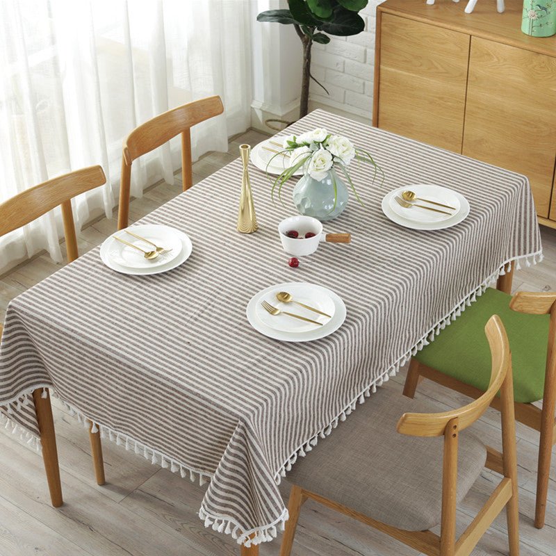 Striped Tassel Table Cloth Collection -Table Cloth- Delicors