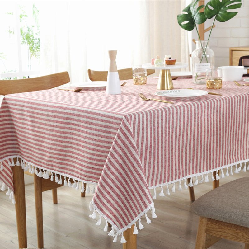 Striped Tassel Table Cloth Collection -Table Cloth- Delicors