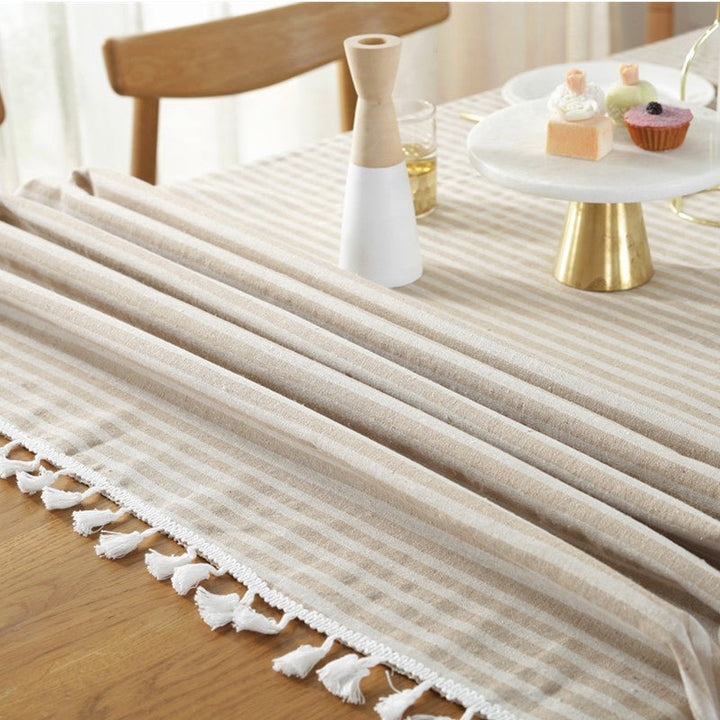 Striped Tassel Table Cloth Collection -Table Cloth- Delicors