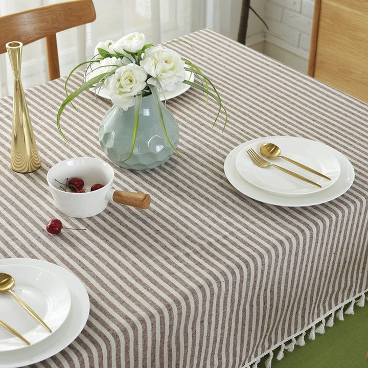 Striped Tassel Table Cloth Collection -Table Cloth- Delicors