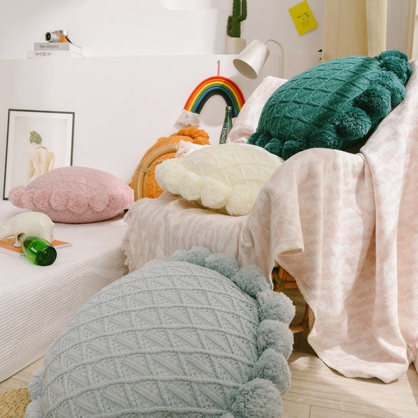 Sunflower Pom Pom Cushions -Cushion- Delicors