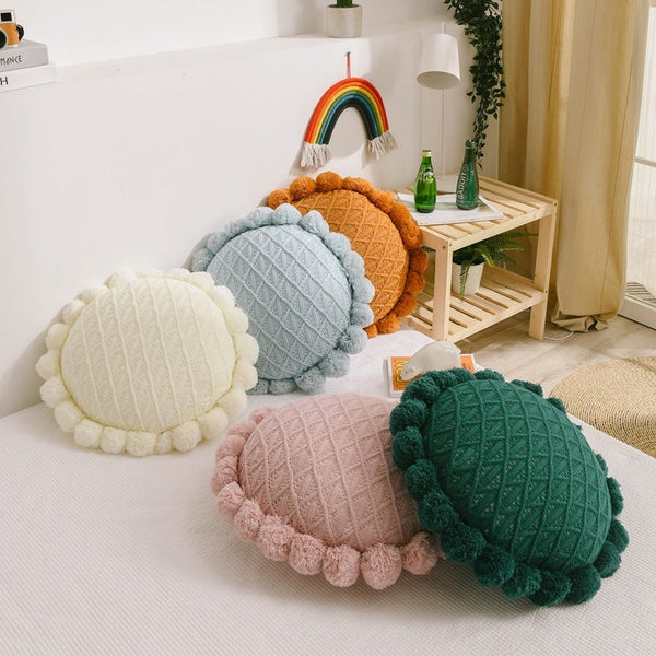 Sunflower Pom Pom Cushions -Cushion- Delicors