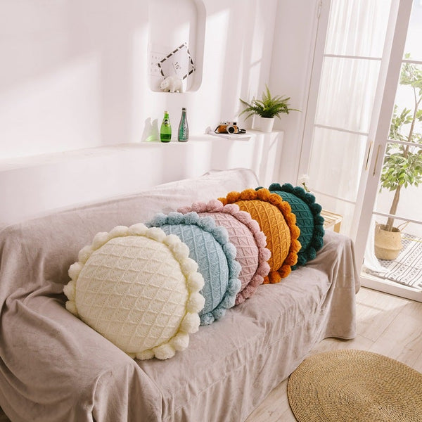 Sunflower Pom Pom Cushions -Cushion- Delicors