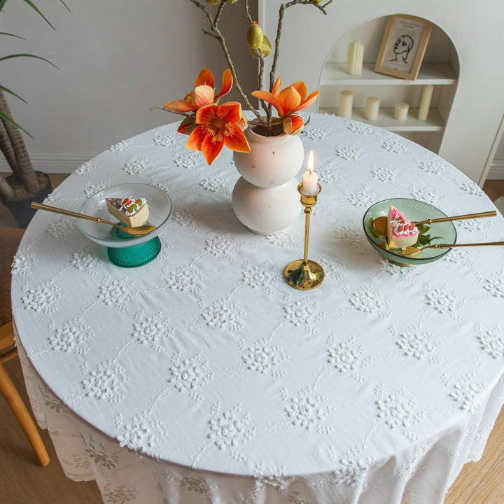 White Blossom Lace Table Cloth -- Delicors