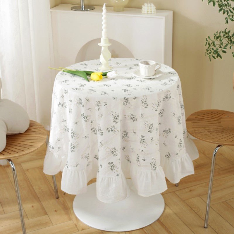 White Wildflower Tassel Table Cloth Collection -Table Cloth- Delicors