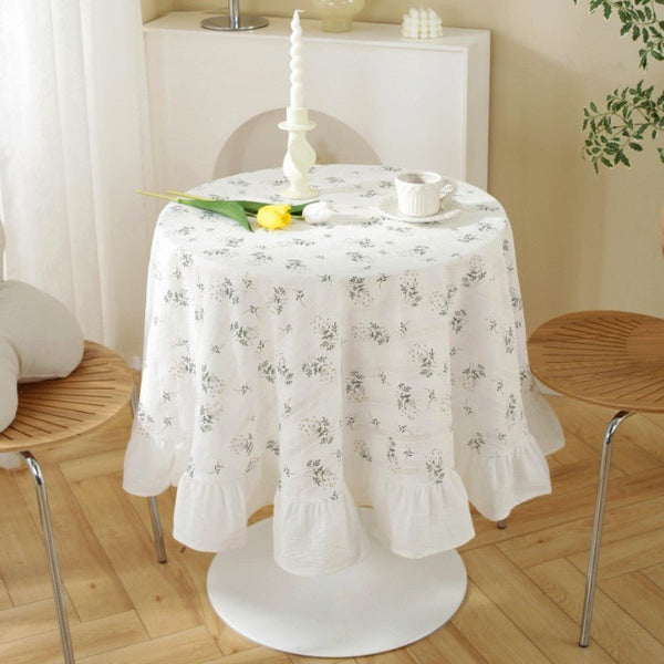 White Wildflower Tassel Table Cloth Collection -Table Cloth- Delicors