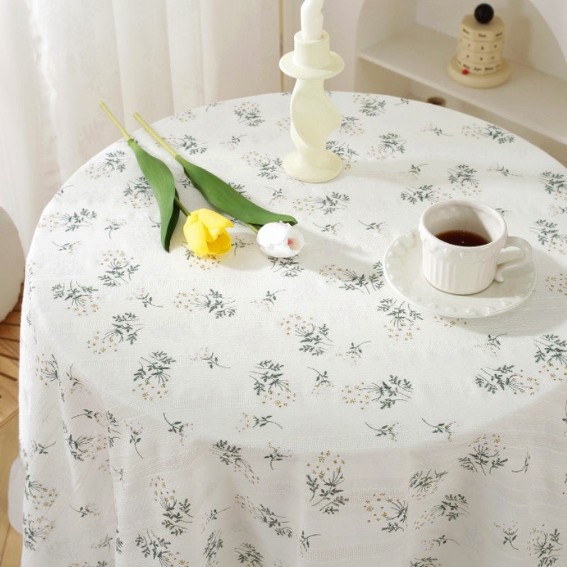 White Wildflower Tassel Table Cloth Collection -Table Cloth- Delicors