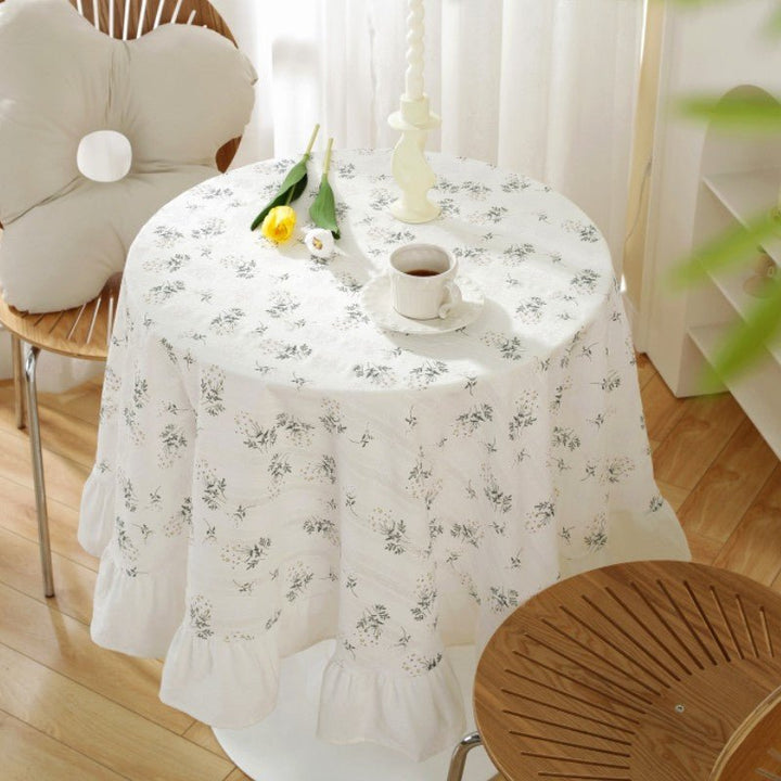 White Wildflower Tassel Table Cloth Collection -Table Cloth- Delicors