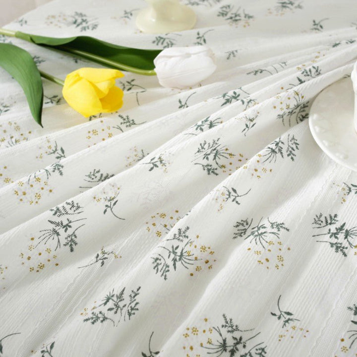 White Wildflower Tassel Table Cloth Collection -Table Cloth- Delicors