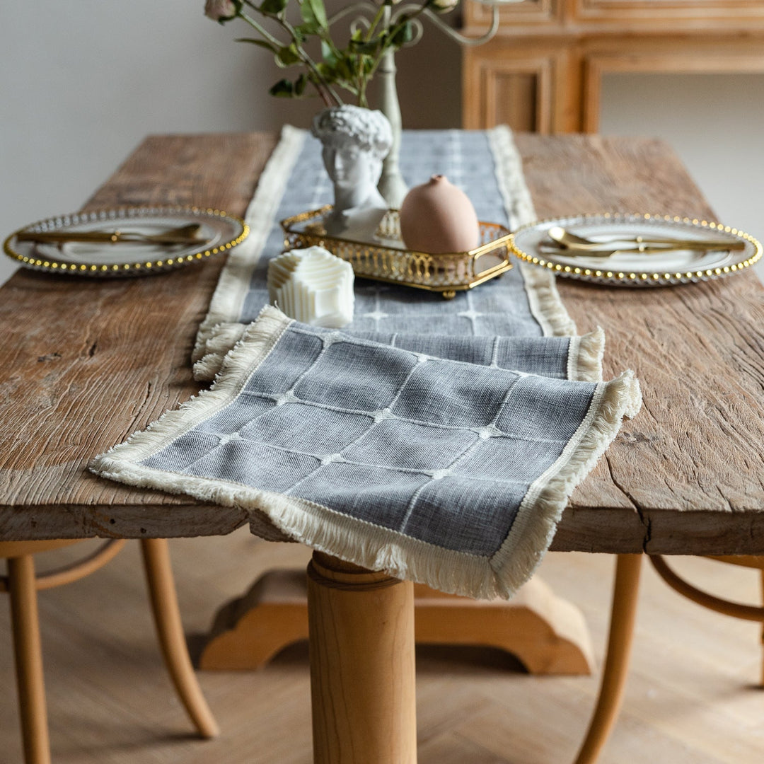 Woven Fringe Square Table Runner -- Delicors