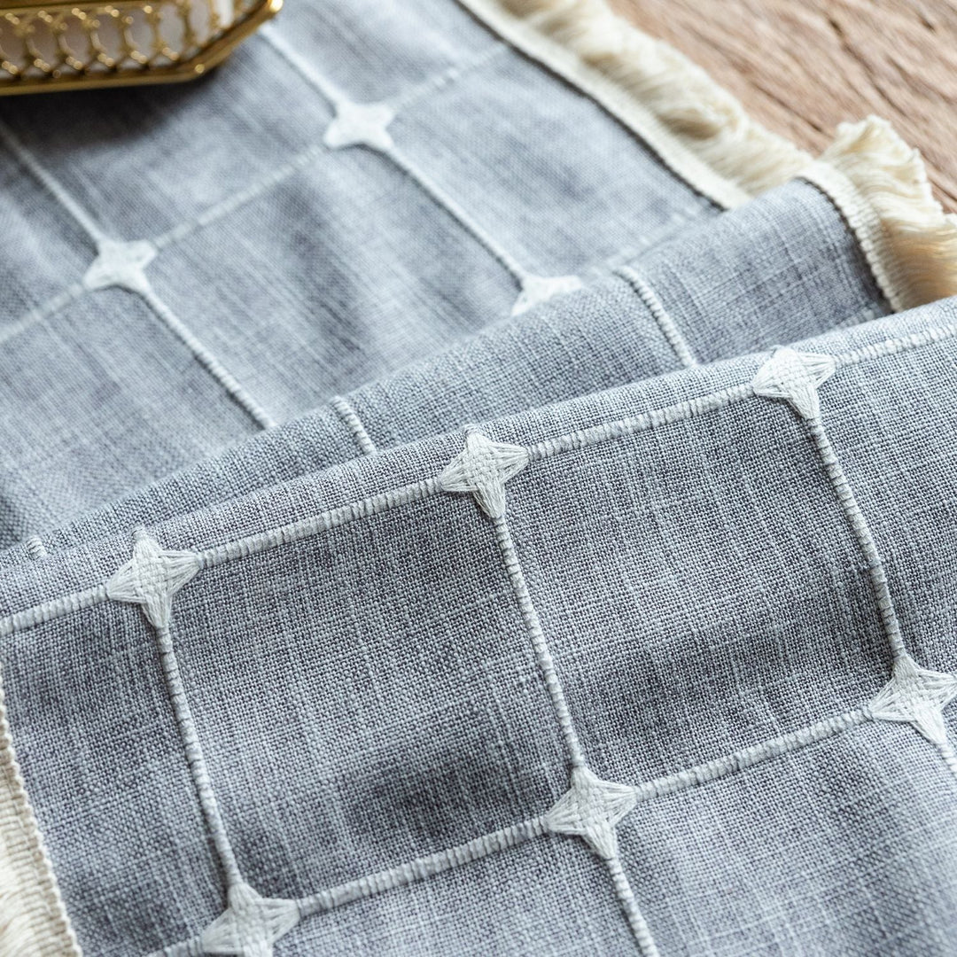 Woven Fringe Square Table Runner -- Delicors