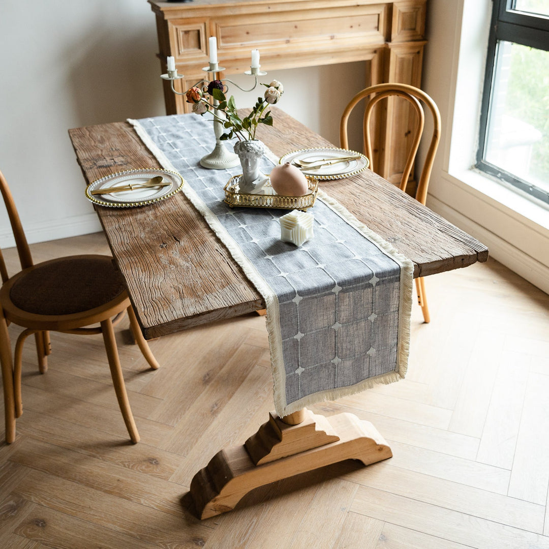 Woven Fringe Square Table Runner -- Delicors