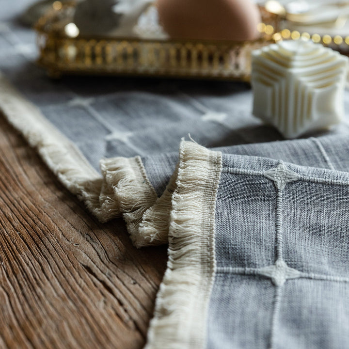 Woven Fringe Square Table Runner -- Delicors