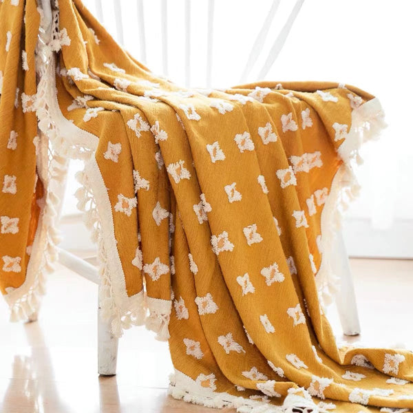 Yellow Flower Dance Tassel Table Cloth -- Delicors