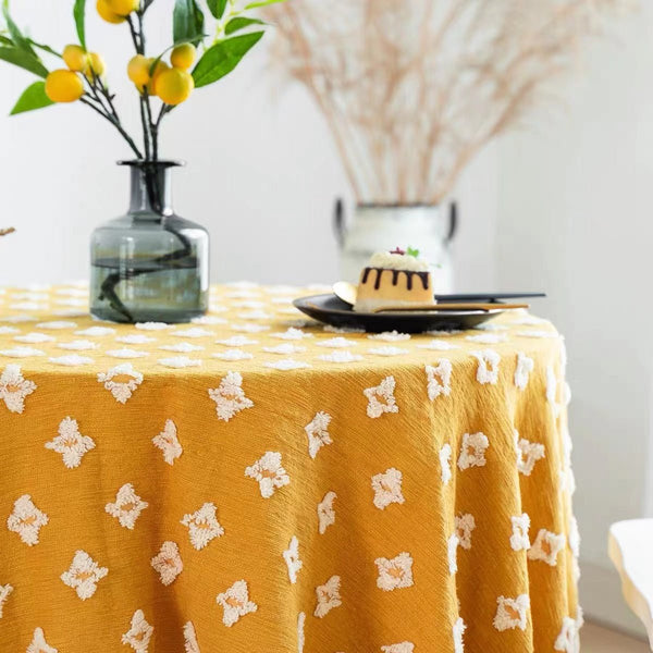 Yellow Flower Dance Tassel Table Cloth -- Delicors