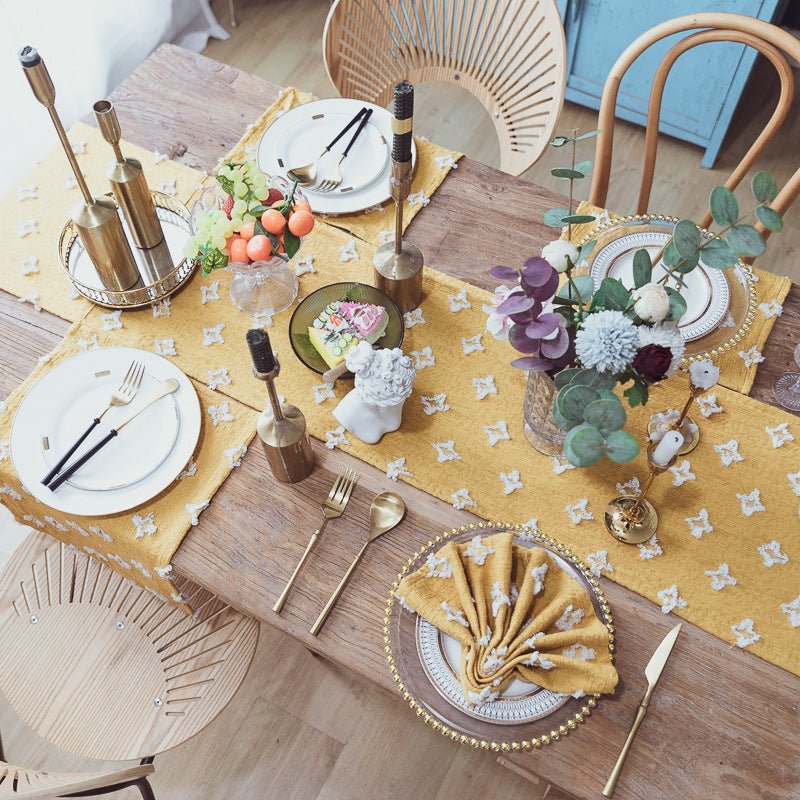 Yellow Flower Dance Tassel Table Runner Collection -- Delicors