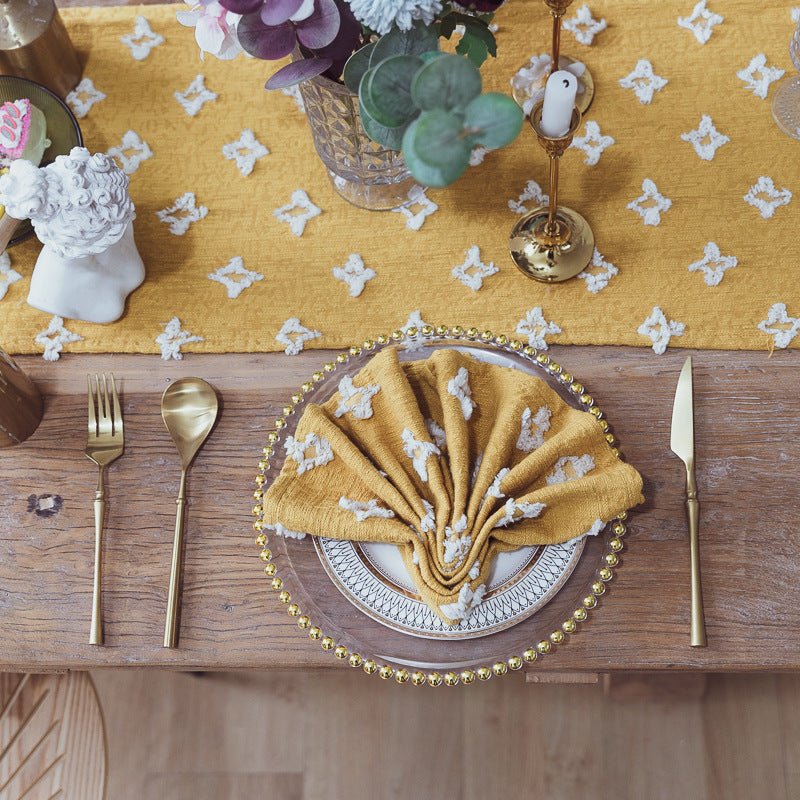 Yellow Flower Dance Tassel Table Runner Collection -- Delicors