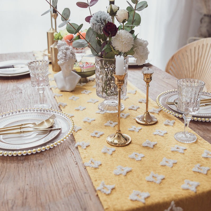 Yellow Flower Dance Tassel Table Runner Collection -- Delicors