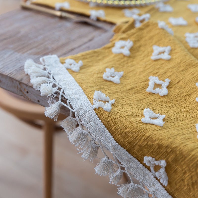 Yellow Flower Dance Tassel Table Runner Collection -- Delicors