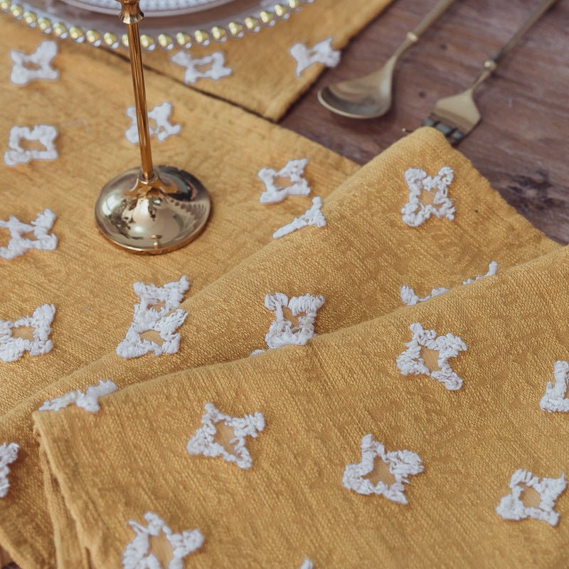Yellow Flower Dance Tassel Table Runner Collection -- Delicors