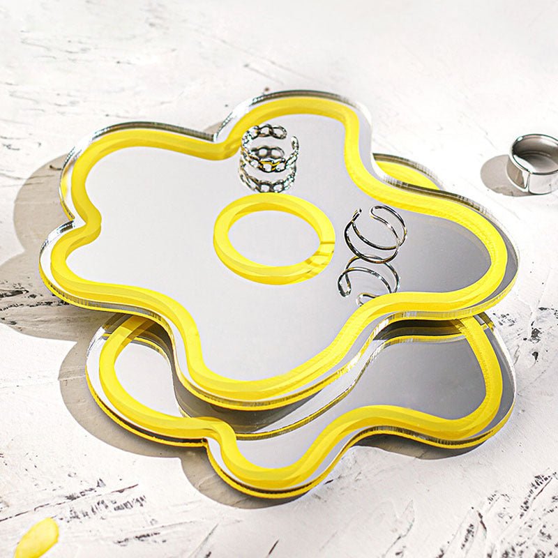 Yellow Flower Mirror Acrylic Coasters -- Delicors
