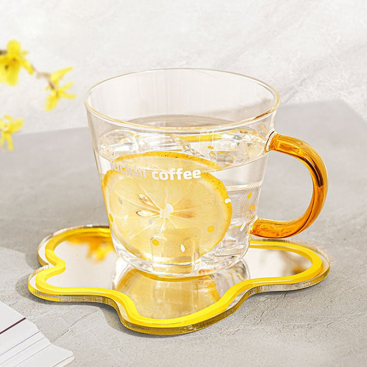 Yellow Flower Mirror Acrylic Coasters -- Delicors